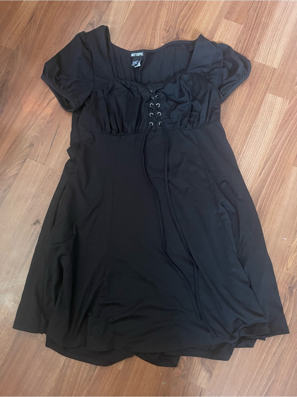 Hot Topic Black Lace-Up Empire Waist Mini Dress